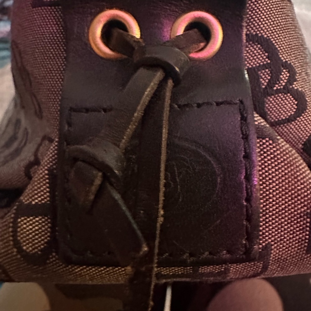 Dooney and Bourke Vintage Signature Monogram Tassel Black Gray Shoulder … - Picture 4 of 16